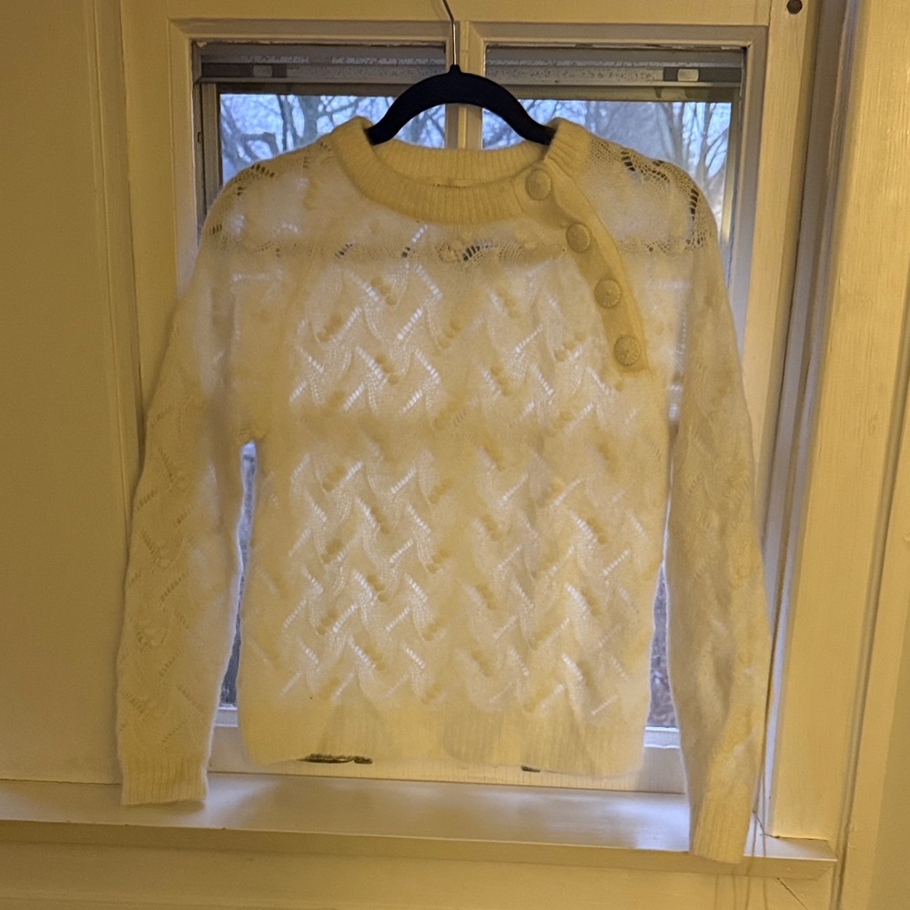 Sézane Women's Cream Button-Detail Sweater
